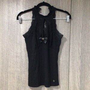Chic Black Lace Halter Tank Top